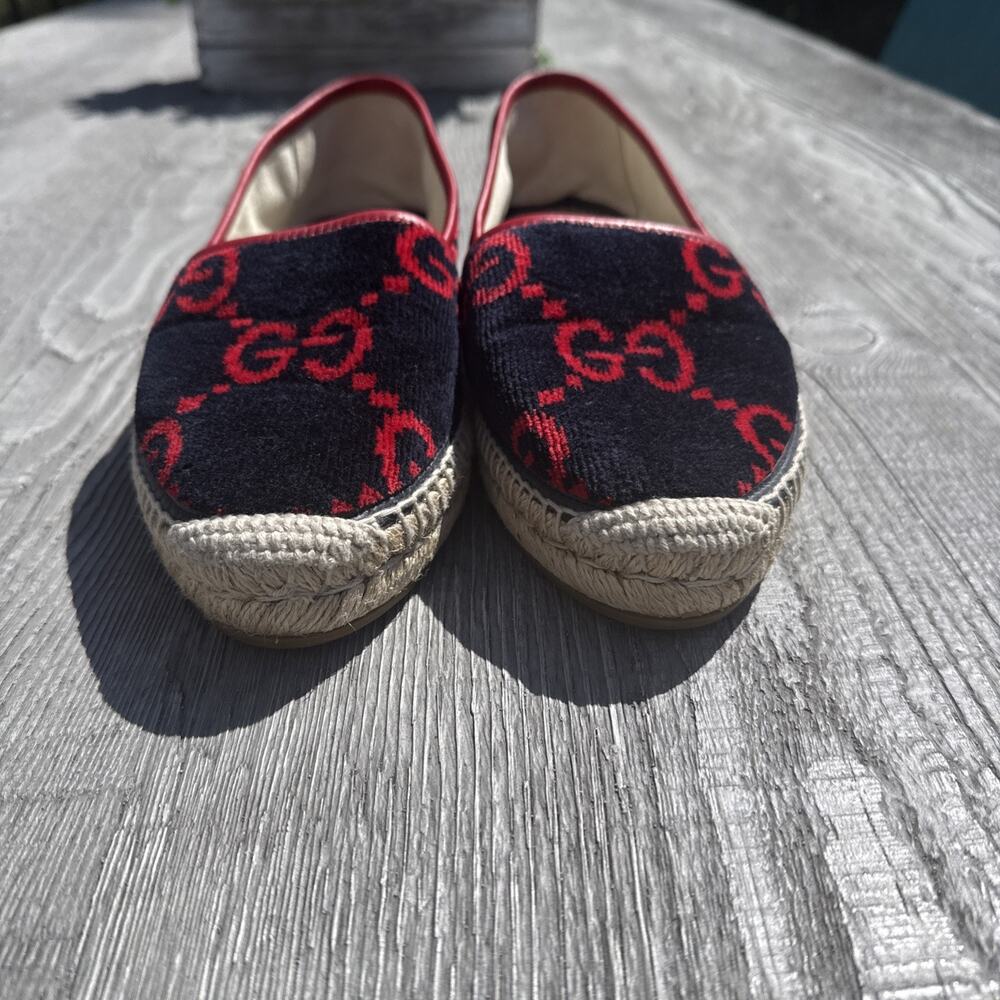 GUCCI SHOES TERRY CLOTH GG LOGO ESPADRILLE FLATS SZ: IT:39.5 US: 9.5 COA